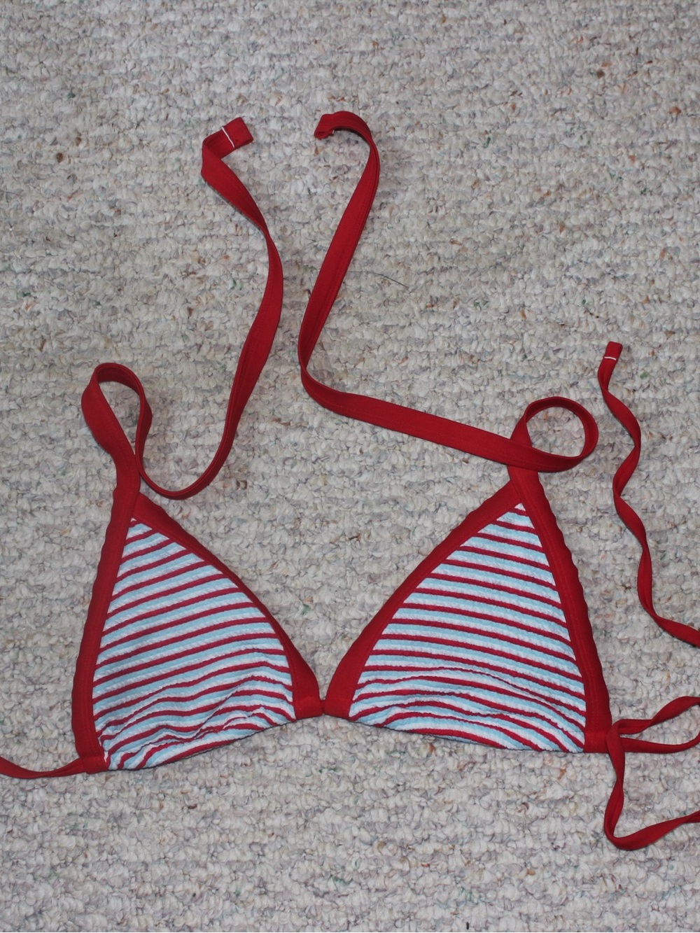 Target Red and White Striped Triangle Bikini Top